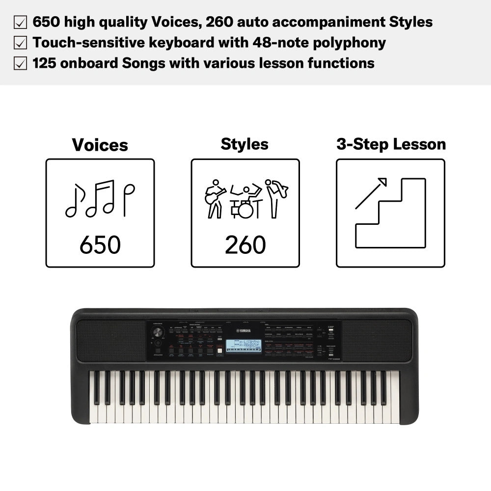 Yamaha PSR-E383 Portable Keyboard 61 Keys (Adaptor Included)