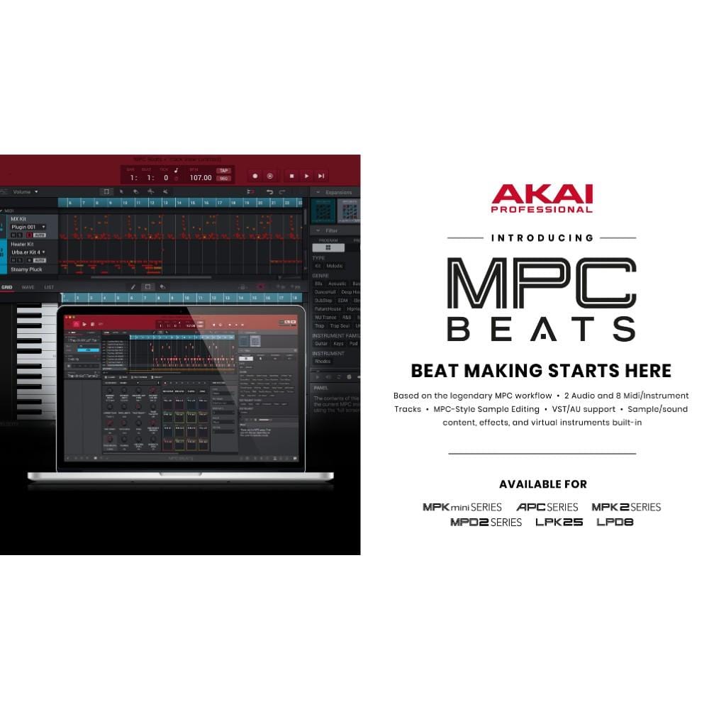 Akai Professional LPK25 MK2 Laptop Performance MIDI Keyboard With MPC Beats Software Pack